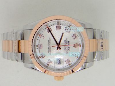 Replica Rolex Datejust Silver Arab Face 2-Tone Rose Gold Case Watch